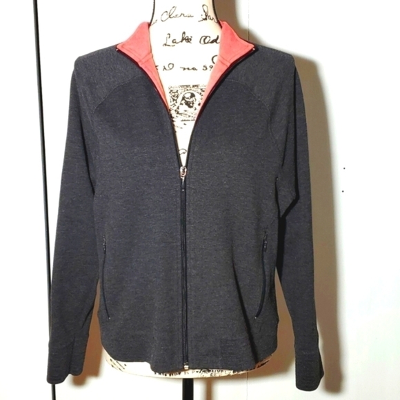 Liz Claiborne- Women's Dark Gray & Pink Lightweight Coat Jacket Sz.Medium - Picture 1 of 5